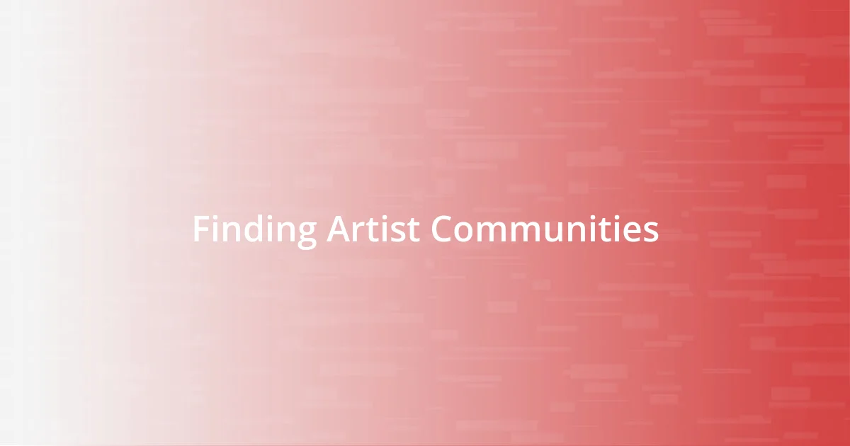 Finding Artist Communities