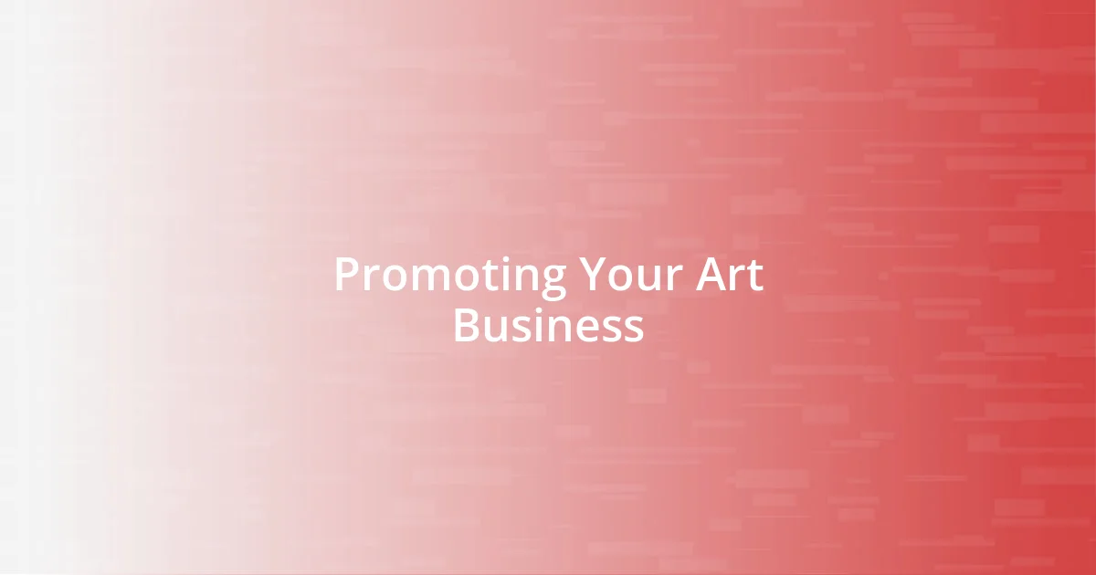 Promoting Your Art Business